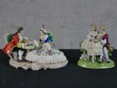 A 20th century Augustus Rex porcelain figure of a couple playing chess together with a 20th