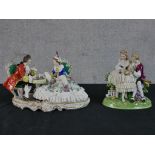 A 20th century Augustus Rex porcelain figure of a couple playing chess together with a 20th