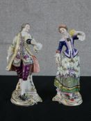 A pair of late 19th/early 20th century painted German porcelain figures, a male and his female