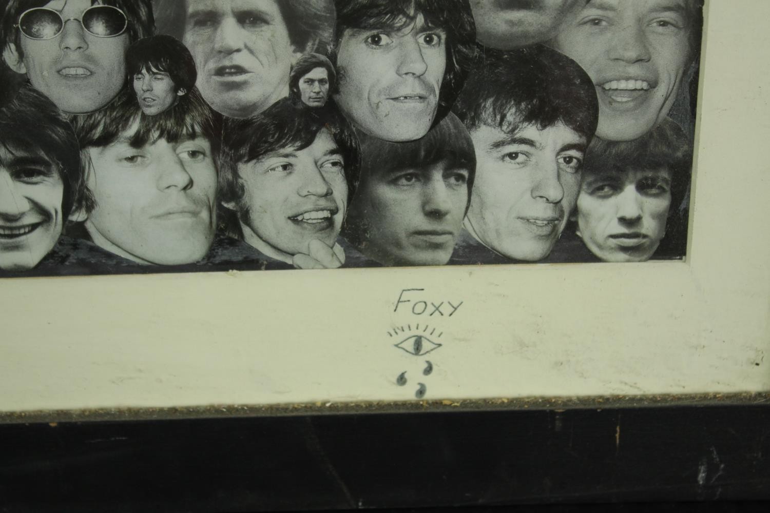Two collages by Foxy. Beatles (Help!) and The Stones, two collages made assorted black and white - Image 6 of 6