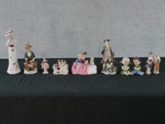 Ten assorted porcelain figures to include Royal Doulton Bedtime Story HN2059, a German porcelain