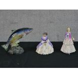 Two Royal Doulton porcelain figures Clemency HN1633 & Griselda HN1993 together with a Beswick