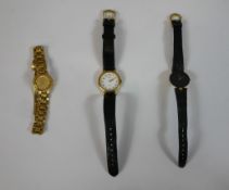 Three 20th century wristwatches to include a yellow metal cased Bulova watch, a yellow metal cased