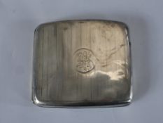 A George V hallmarked silver engine turned and initialled cigarette case, Birmingham 1912.H.1 W.10