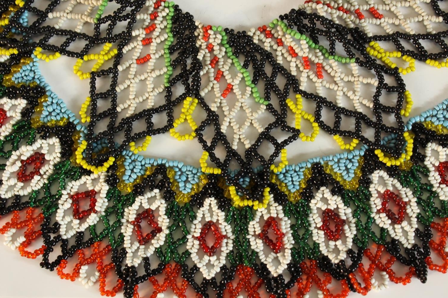 Two early 20th century Danish colourful bead work collar necklaces. L.35cm. (largest) - Image 3 of 5