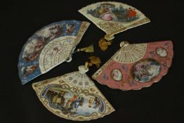 Four Porcelain fan shaped decorative plates, ''The Fans of the Fitzwilliam Museum'' by Compton and