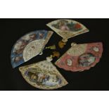 Four Porcelain fan shaped decorative plates, ''The Fans of the Fitzwilliam Museum'' by Compton and