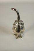 A 20th century Lebanese 900 grade silver rosewater sprinkler cast in the form a peach with applied