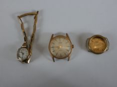 A collection of rolled gold and 9ct gold cased vintage watches, including a gentleman's Allaine