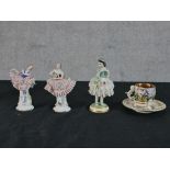 Three 20th century Continental porcelain female ballerinas to include Dresden together with a