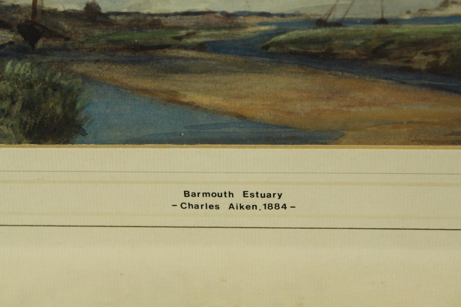 Charles Aiken (19th century) Barmouth Esturary, watercolour on paper, gilt framed. H.38 W.55cm. - Image 4 of 7