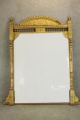 A 19th century Aesthetic style gilt framed architectural overmantel mirror. H.193 W.164cm.