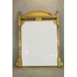 A 19th century Aesthetic style gilt framed architectural overmantel mirror. H.193 W.164cm.