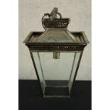 A contemporary painted metal Victorian style hanging electric lantern. H.45 W.34.5 D.34.5cm.