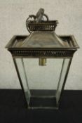 A contemporary painted metal Victorian style hanging electric lantern. H.45 W.34.5 D.34.5cm.