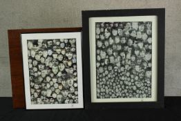 Foxy (Contemporary) two black and white collages of the Stones and Beatles, each framed and