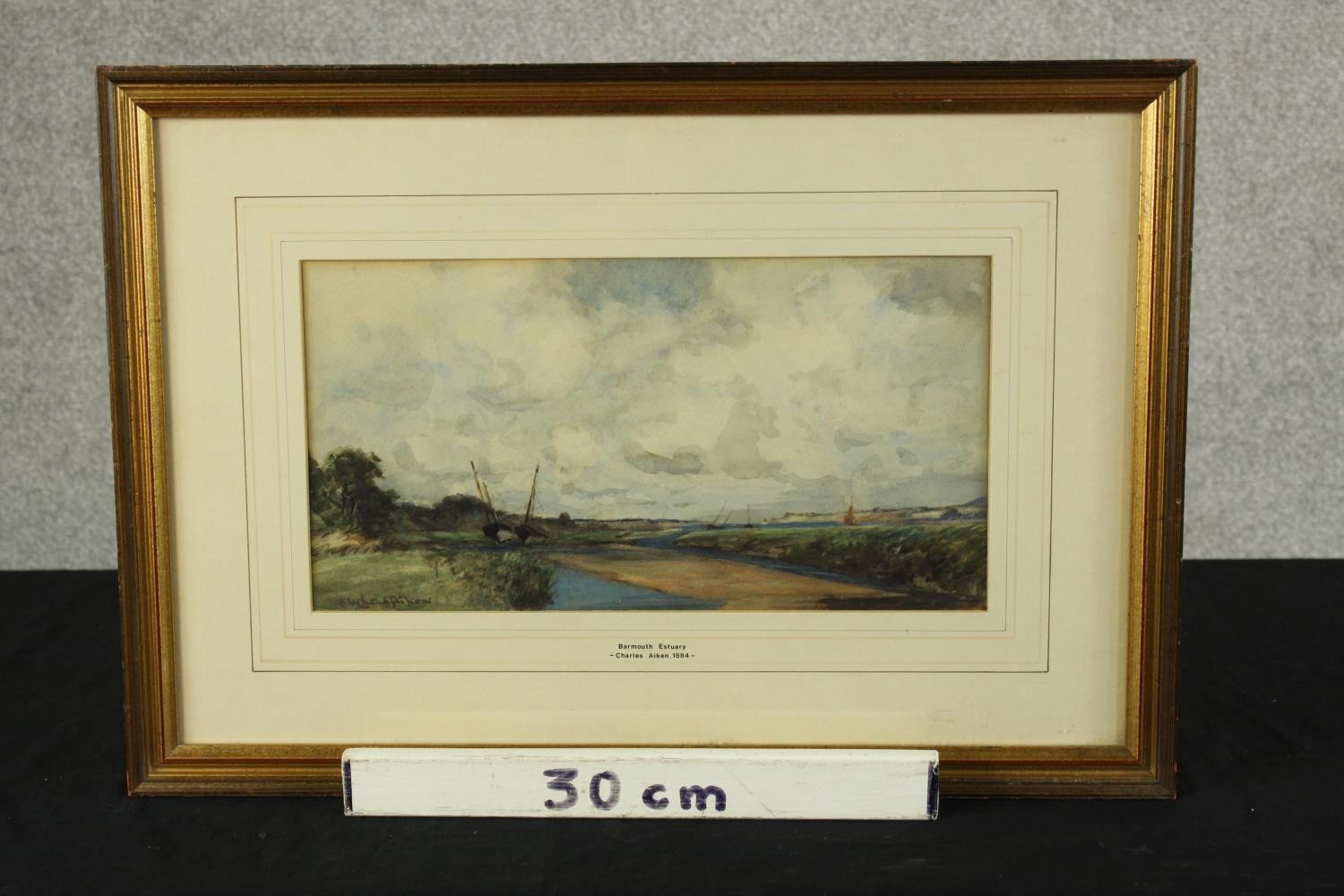 Charles Aiken (19th century) Barmouth Esturary, watercolour on paper, gilt framed. H.38 W.55cm. - Image 3 of 7