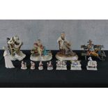 Twelve 19th century and later porcelain to include three Fairings, Capo di Monte style figures and a