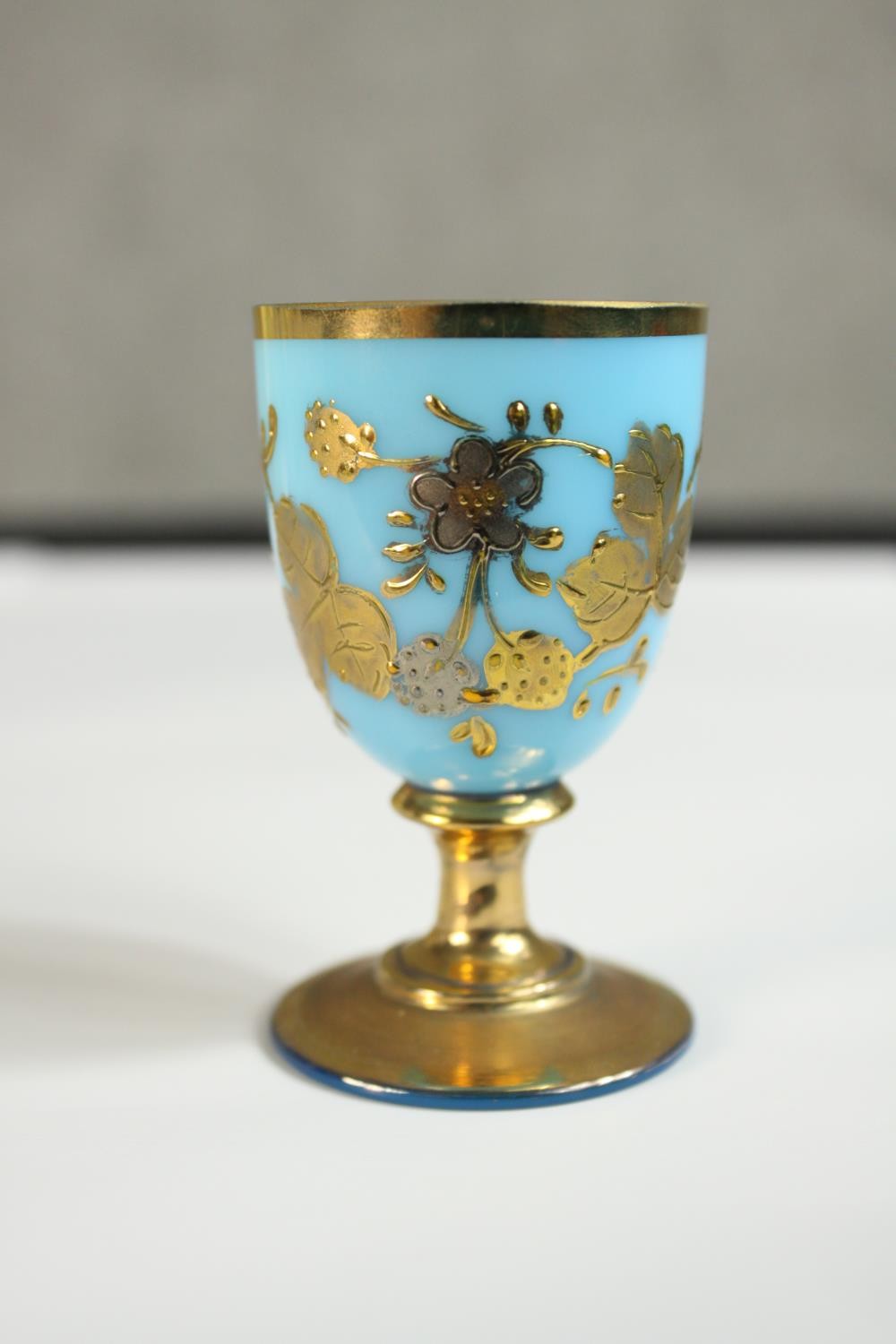 Three pieces of 20th century crackle glass, together with a green Bohemian glass and gilt painted - Image 12 of 12