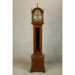 A contemporary Georgian style mahogany Grandmother longcase clock, the brass dial with with sun