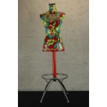 Foxy (Contemporary), a three dimensional collage female mannequin with painted geometric pattern