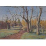 Gwen Spencer (20th century, British), The Pound Wimbledon Common, pastel on paper, signed and