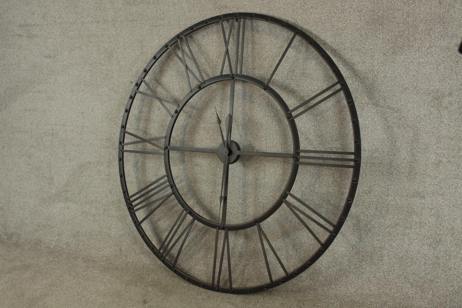 A contemporary painted metal giant novelty watch/clock face battery operated clock, with Roman - Image 3 of 7