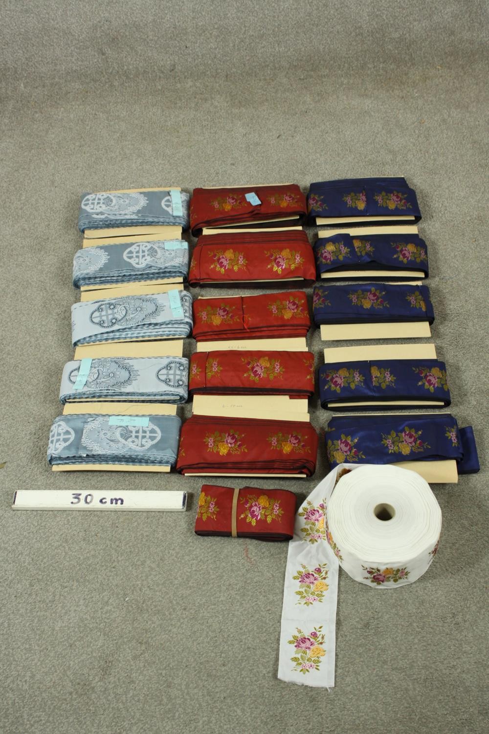 Assorted Danish embroidered silk ribbons and strips of fabric - Image 2 of 2