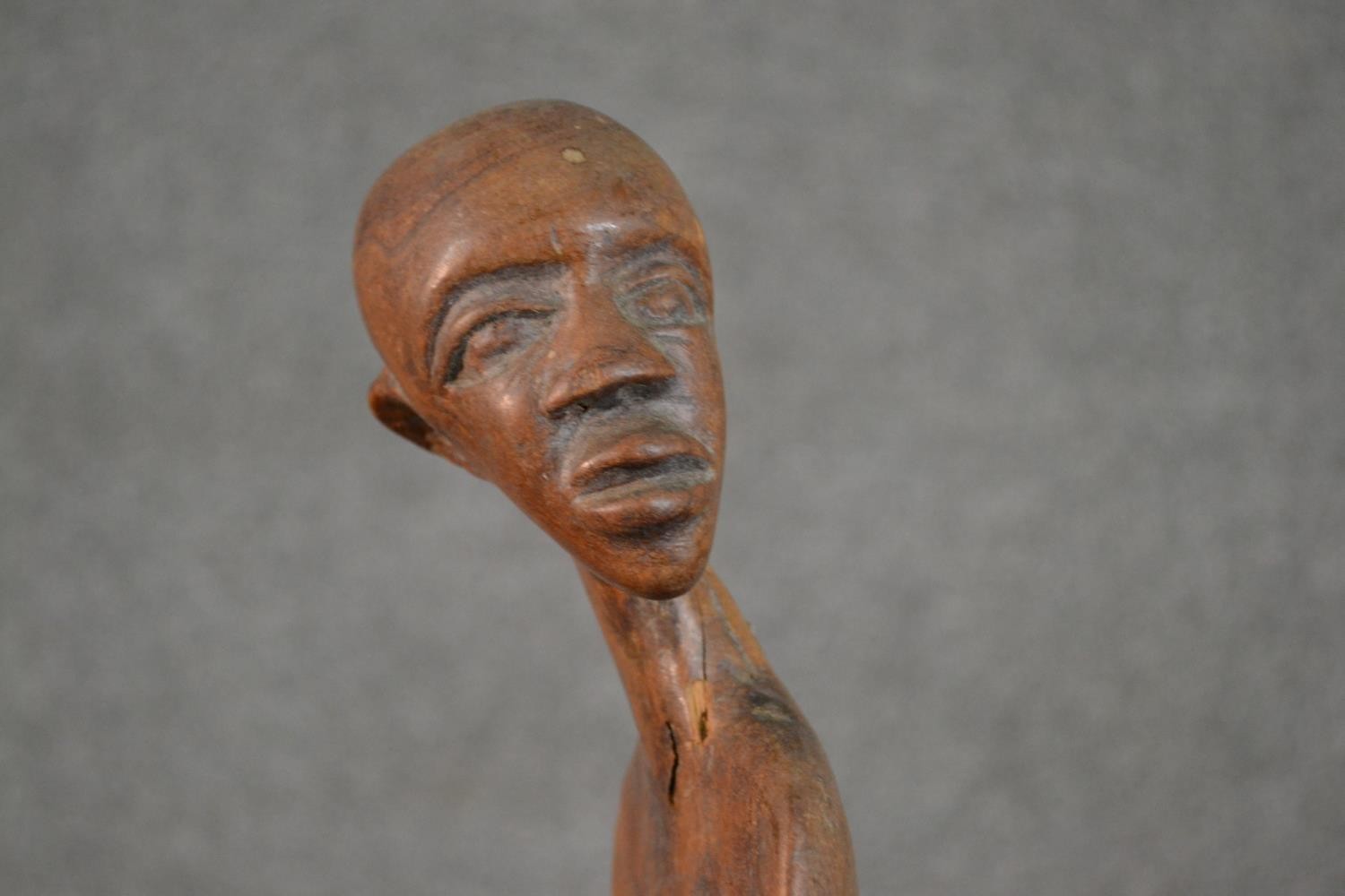 Two carved hardwood African head and shoulder figures. H.36cm - Image 5 of 5