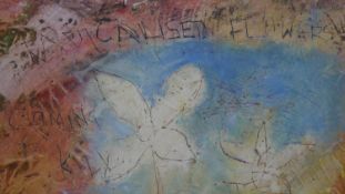 STOT21stCplanB (Harry Adams), oil and caustic paint on board, 'Dangerous Radicalised Flowers',