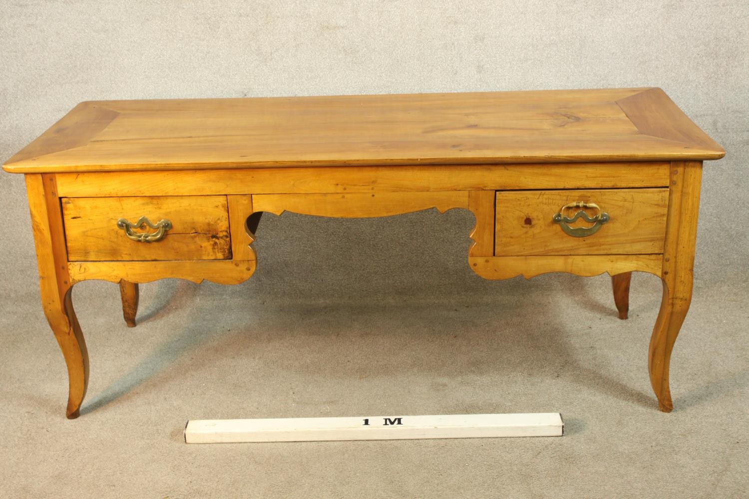 A 20th century French marrisia cherrywood dressing table/writing desk with two short drawers raise - Image 2 of 5