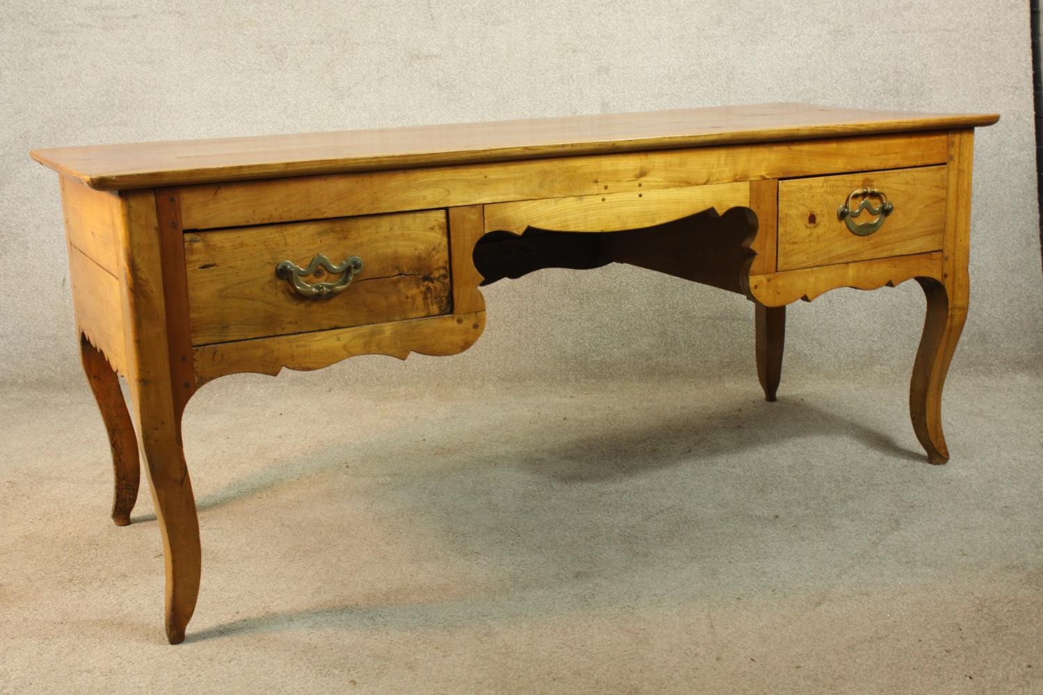 A 20th century French marrisia cherrywood dressing table/writing desk with two short drawers raise - Image 5 of 5