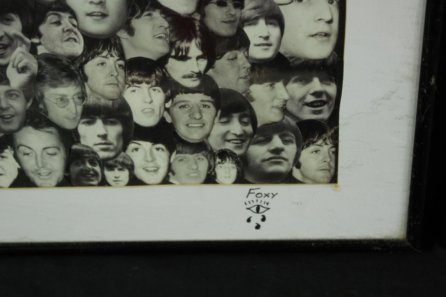 Foxy (Contemporary) two black and white collages of the Rolling Stones and Beatles, each signed. H. - Image 5 of 7