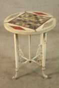 A 19th century specimen marble and hardstone set circular table raised on four painted cast iron