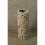 A contemporary Chinese porcelain cylindrical stick stand decorated with blossom. H.62 Dia.24cm.