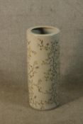 A contemporary Chinese porcelain cylindrical stick stand decorated with blossom. H.62 Dia.24cm.