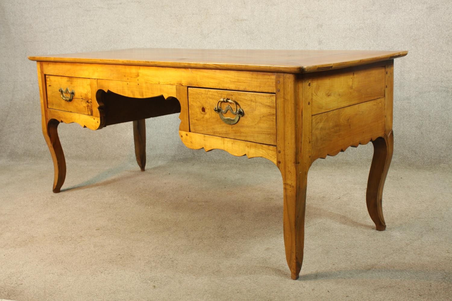 A 20th century French marrisia cherrywood dressing table/writing desk with two short drawers raise - Image 3 of 5