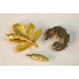 A collection of Flora Danica and similar jewellery, including a gilded silver Seahorse brooch with