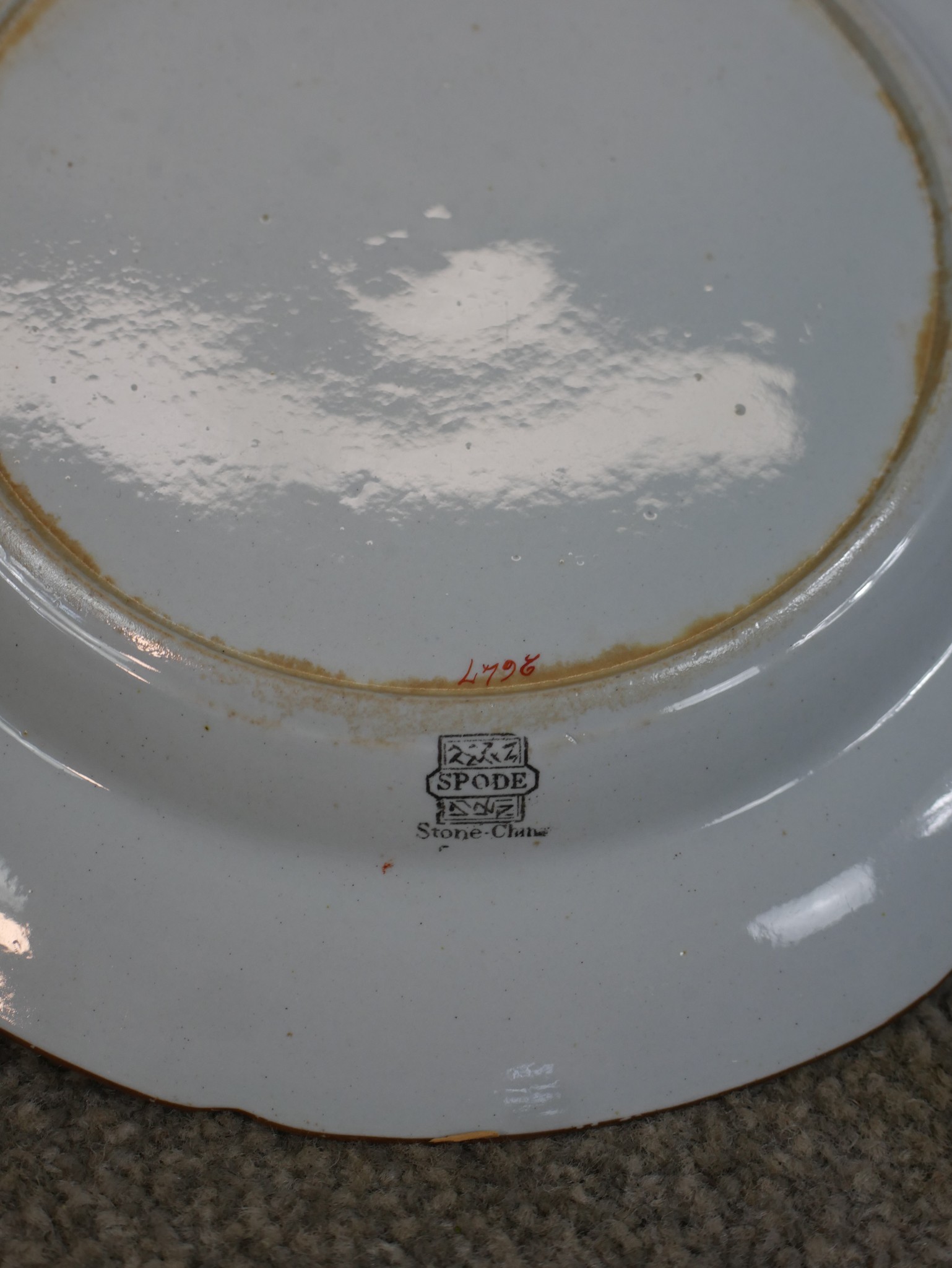 Three early 19th century painted Spode stoneware plates decorated with flowers, together with a 19th - Image 5 of 6