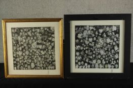 Foxy (Contemporary) two black and white collages of the Rolling Stones, each signed and framed. H.59