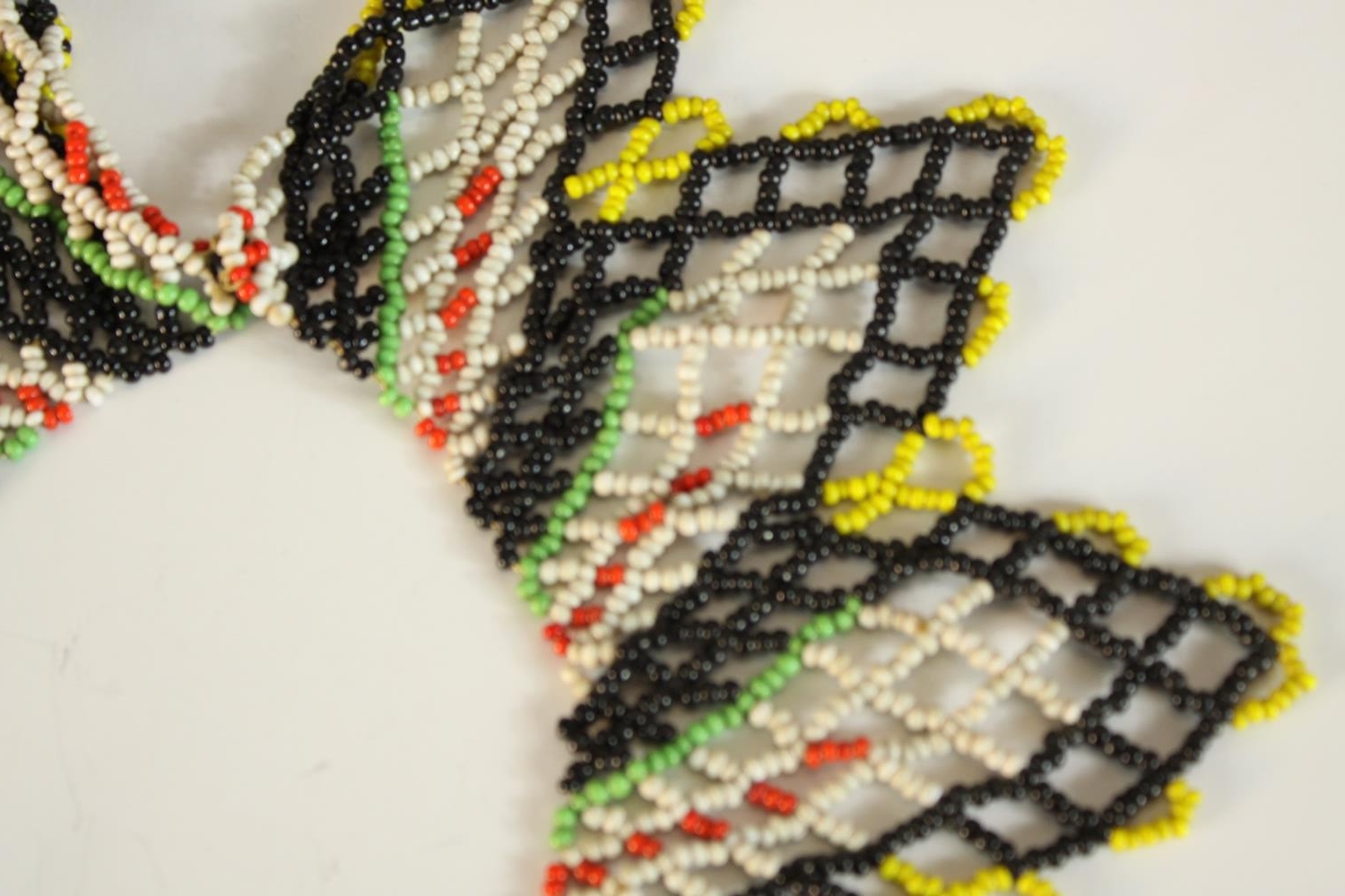 Two early 20th century Danish colourful bead work collar necklaces. L.35cm. (largest) - Image 4 of 5