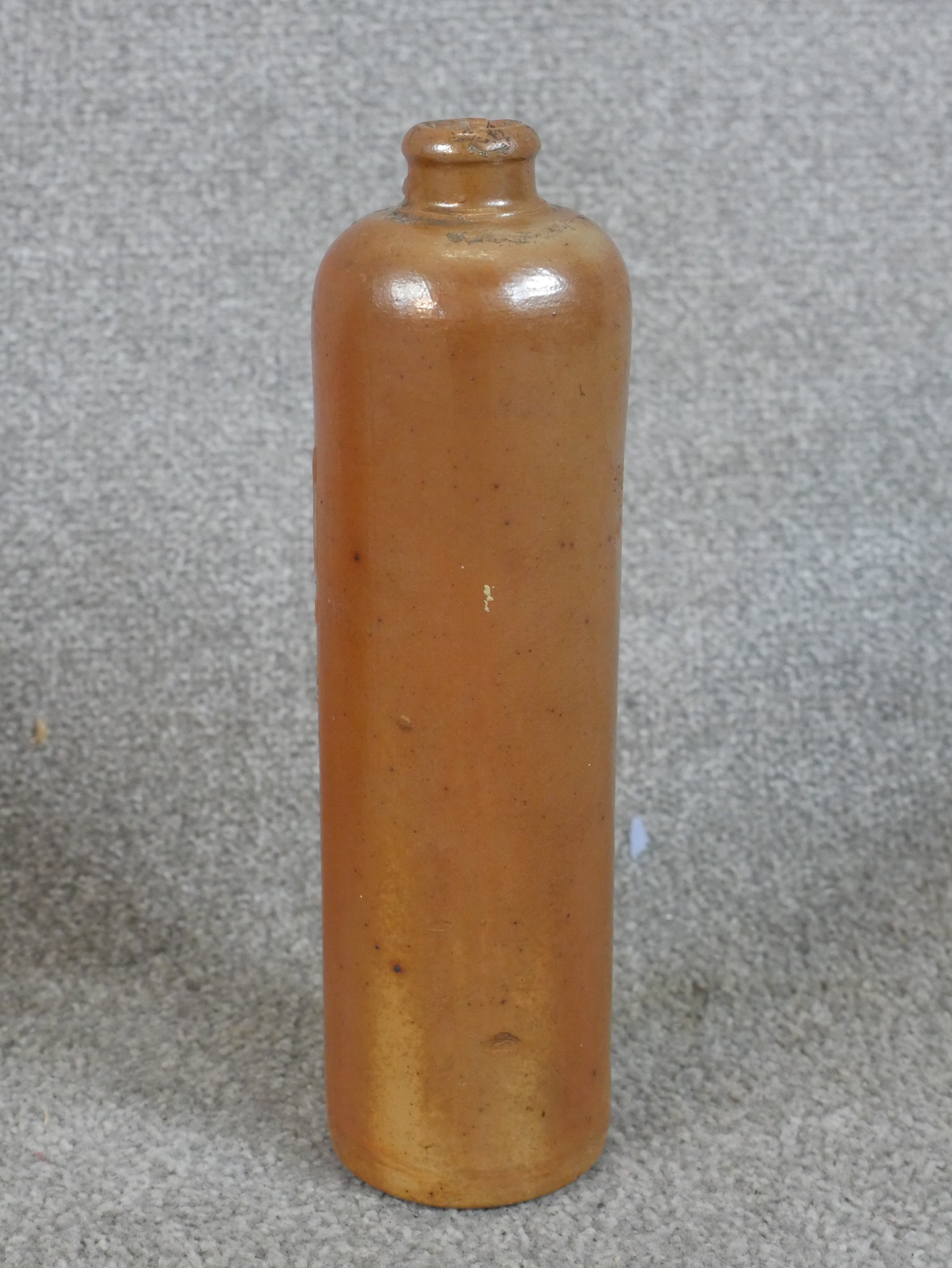 Three 19th century salt glaze Campos Filhos Aveiro pottery lidded storage jars and a similar bottle. - Image 5 of 7