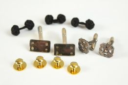 A collection of cufflinks, including two pairs of silver cufflinks one in the form of a Celtic