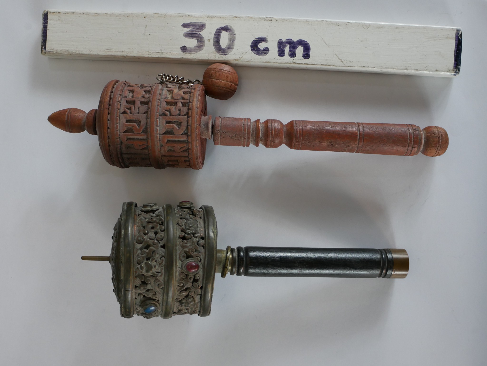 A 19th/early 20th century carved boxwood Tibetan prayer wheel, together with a 19th/early 20th - Image 2 of 7
