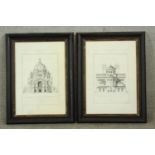 Two 20th century French architectural framed prints, Facade Posterieure & Elevation Principale H.