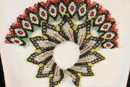 Two early 20th century Danish colourful bead work collar necklaces. L.35cm. (largest)