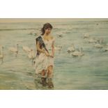 Gordon King, Swan Maiden, framed pencil signed limited edition print, applied certificate verso. H.