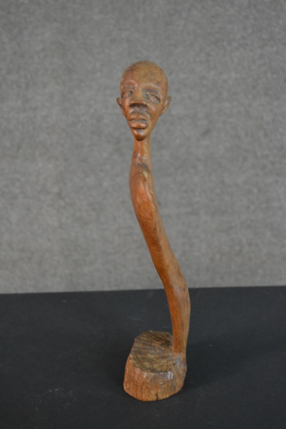 Two carved hardwood African head and shoulder figures. H.36cm - Image 2 of 5