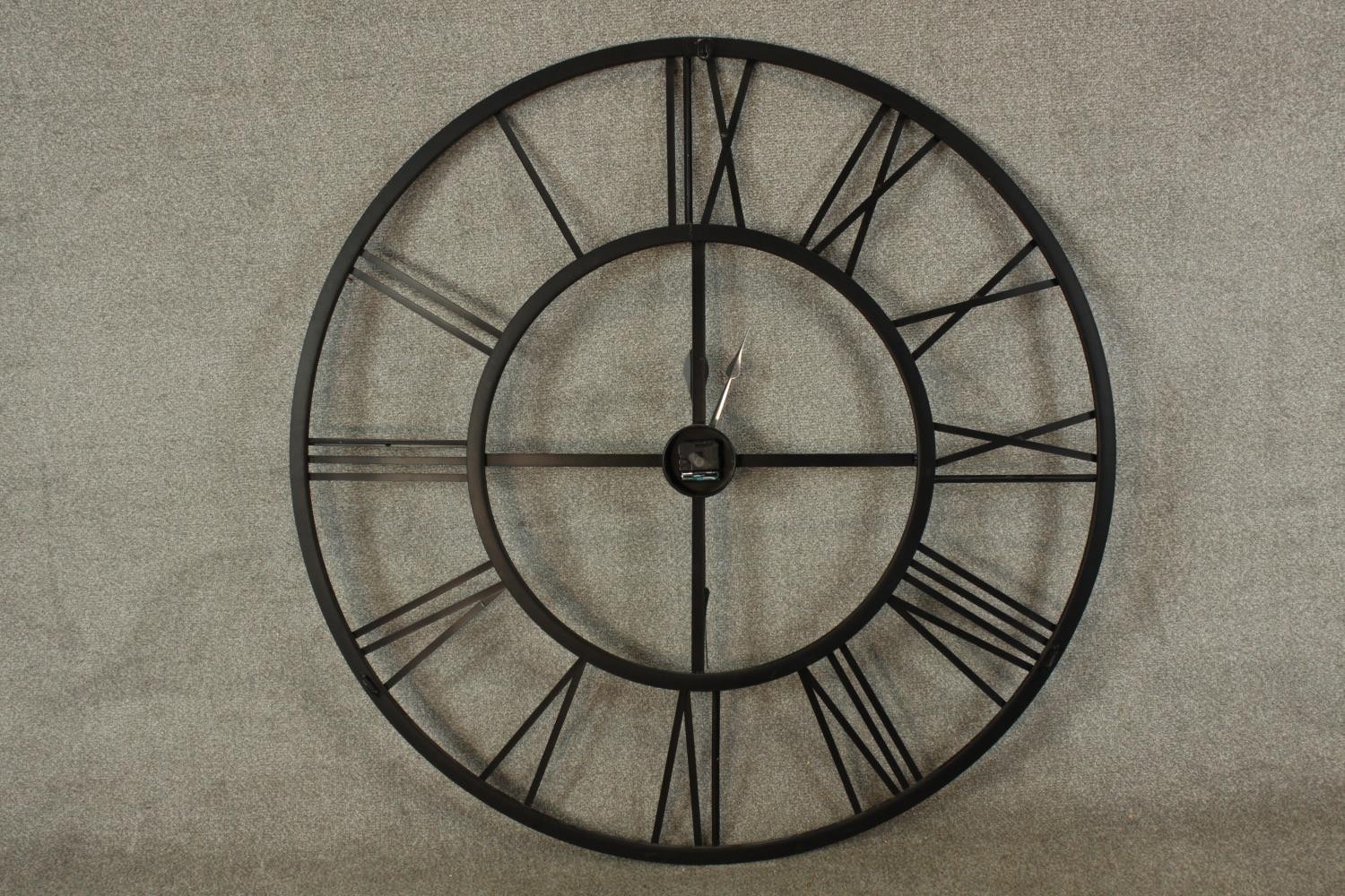 A contemporary painted metal giant novelty watch/clock face battery operated clock, with Roman - Image 6 of 7