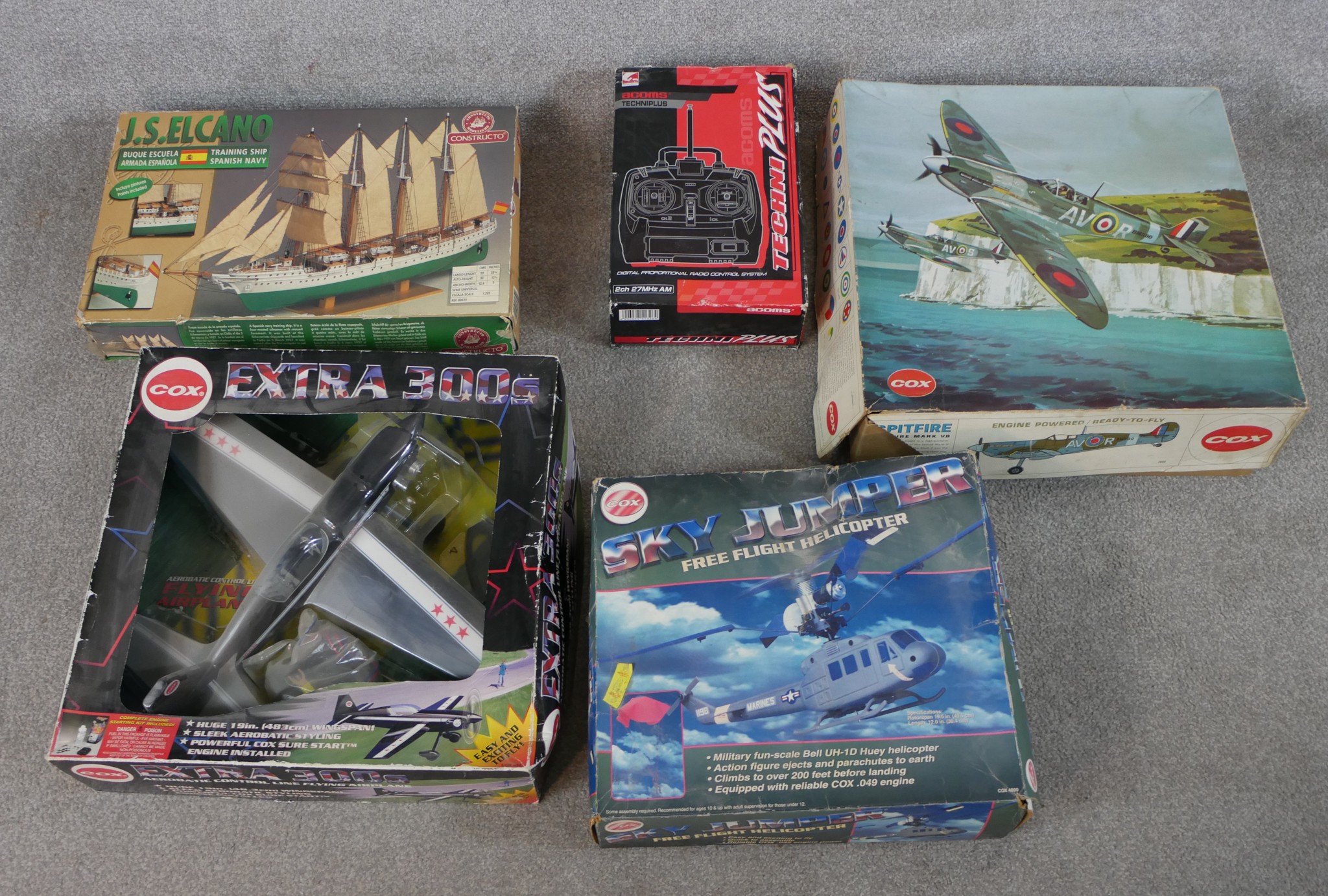 Three boxed model planes including a Cox 300s Extra, a Cox Sky Jumper helicopter and a Cox - Image 2 of 6